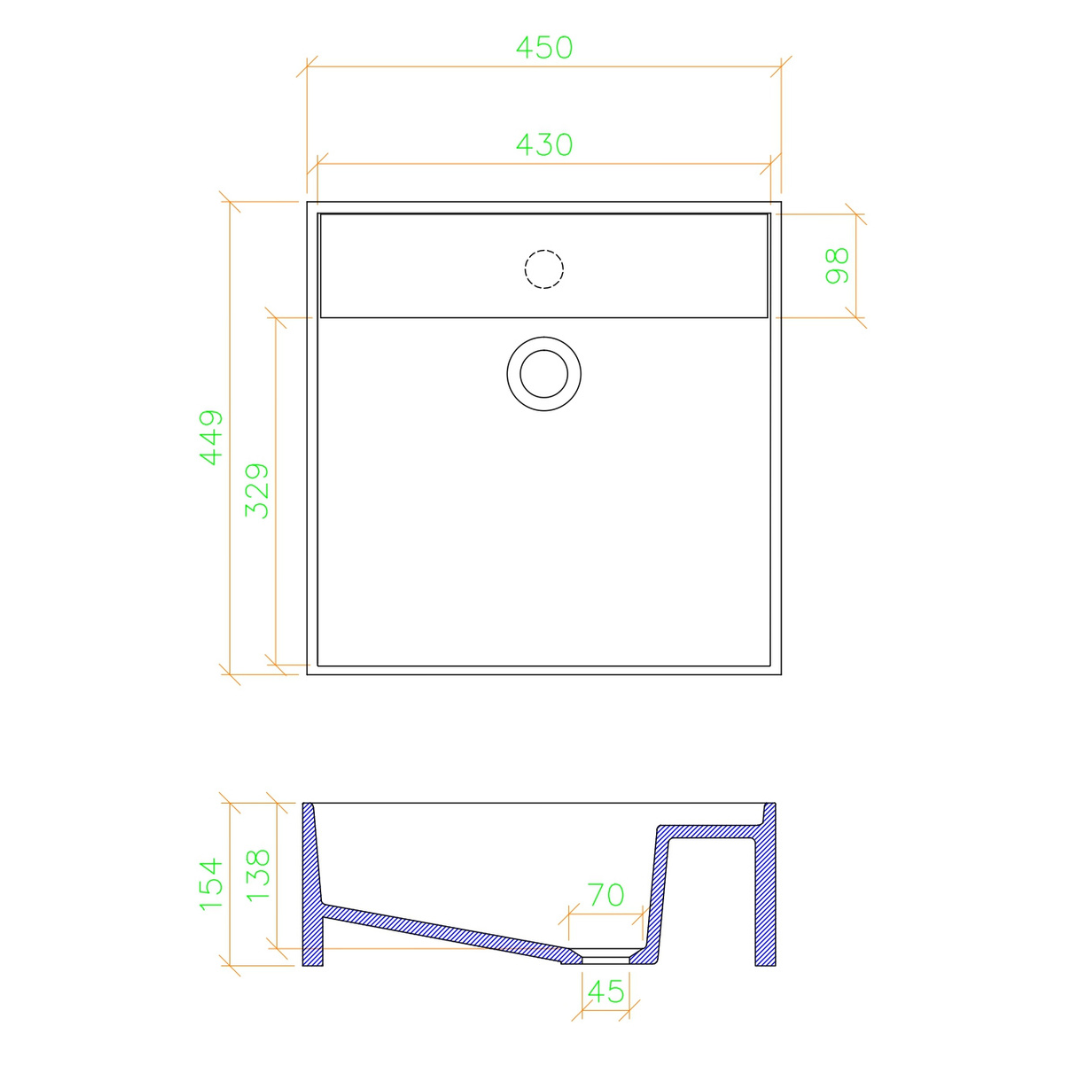 QUADRO Lavabo Bagno d'appoggio in Resina
