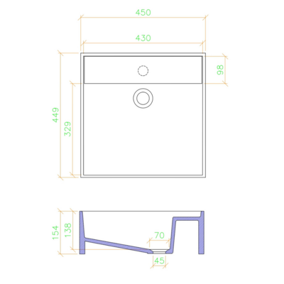 QUADRO Lavabo Bagno d'appoggio in Resina