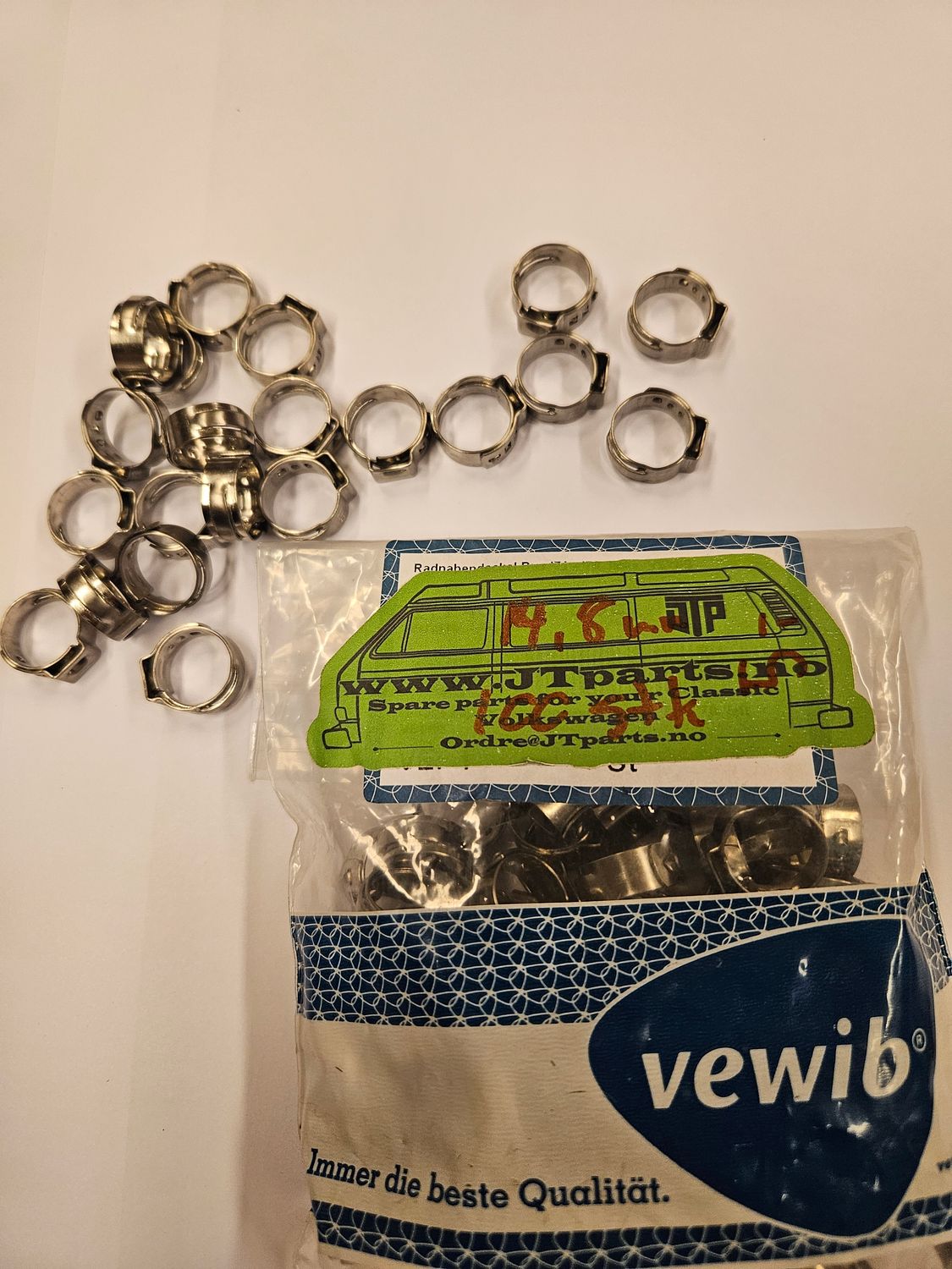 Slangeklemmer med et øre - 14,8 mm.
