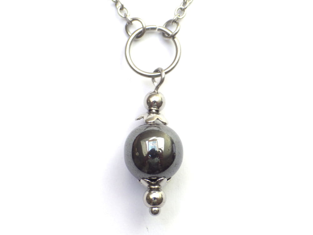 Collier ras du cou pour femme en acier inoxydable avec anneaux et perles  d'hématite noire