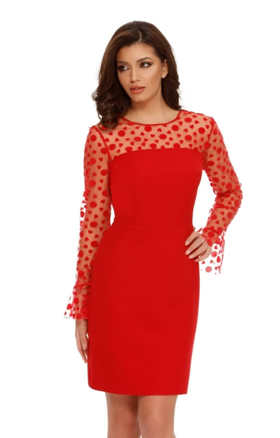 Red Heart Print Dress