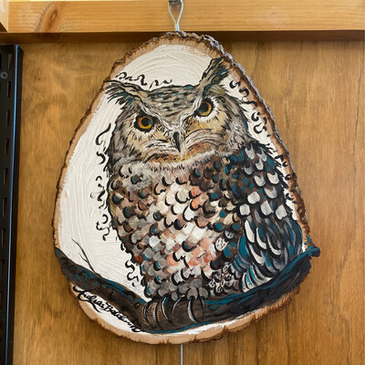 06 - Owl on Branch Wood Slice