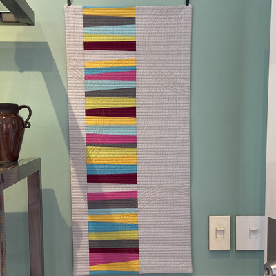 12 - Wall Hanging - Lt Gray With Improv Strips Q158