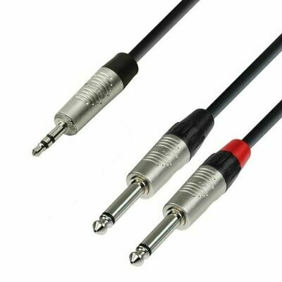 Adam Hall 2 x 6.3 mm Jack mono to 3.5 mm Jack stereo Cable 6m