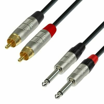 Adam Hall 2 x RCA male to 2 x 6.3 mm Jack mono Cable 3m