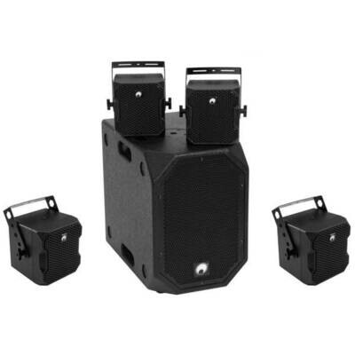Omnitronic Set BOB-10A Active Subwoofer + 4x BOB-4 Satellite Speakers (Black)