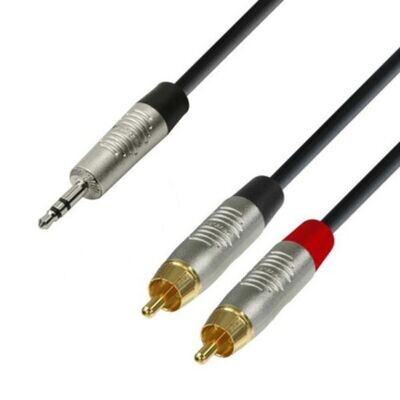 Adam Hall 2 x RCA male to 3.5 mm Jack stereo Cable 1.5m