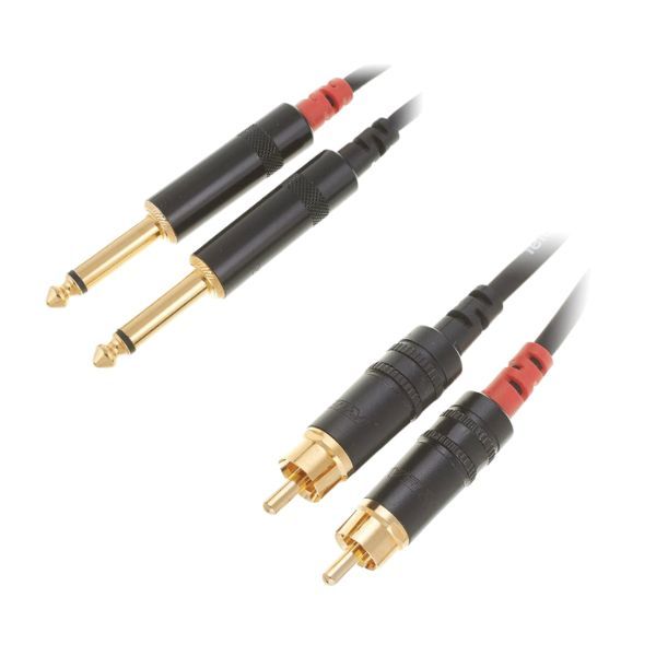 Cordial CFU 6 PC 2 x RCA Male to 2x 6.3 mm Jack Male Cable 6m Cordial CFU 6 PC 2 x RCA Male to 2x 6.3 mm Jack Male Cable 6m
