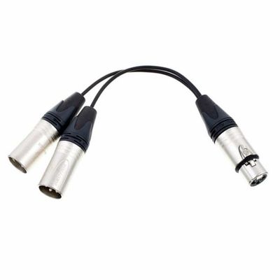 Audio Split Y-Cable Female XLR to 2x Male XLR Cable 20cm