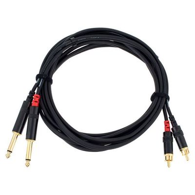 Cordial CFU 3 PC 2 x RCA Male to 2x 6.3 mm Jack Male Cable 3m