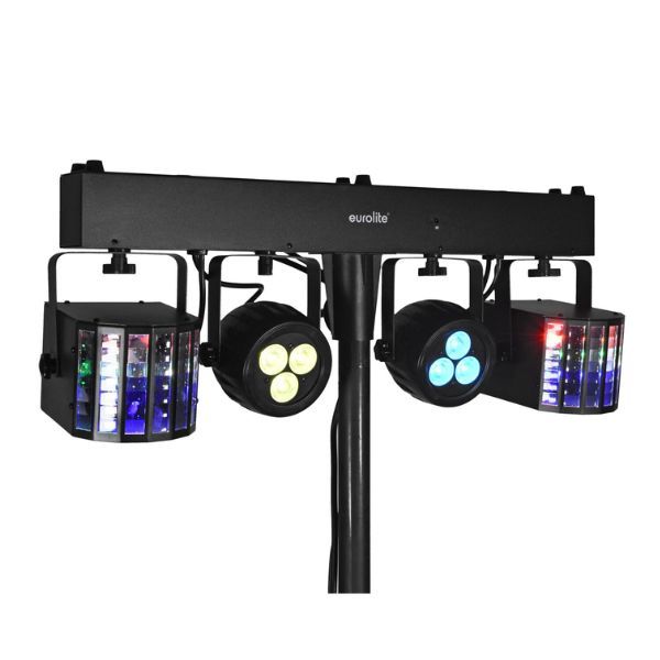 Eurolite LED KLS-120 FX Compact Light Set with 2 Rotating LED Derbies and 2 LED Spotlights Eurolite LED KLS-120 FX Compact Light Set with 2 Rotating LED Derbies and 2 LED Spotlights