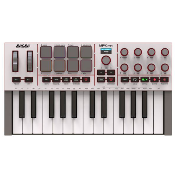 Akai MPK Mini IV Compact Keyboard and Pad Controller (White)