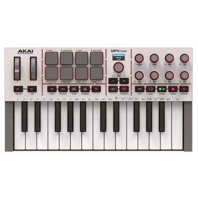 Akai MPK Mini IV Compact Keyboard and Pad Controller (White)