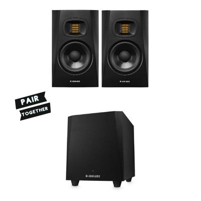 Adam Audio T5V Active 2-Way Nearfield Studio Monitors (Pair)  + T10S 10'' Active Subwoofer Bundle