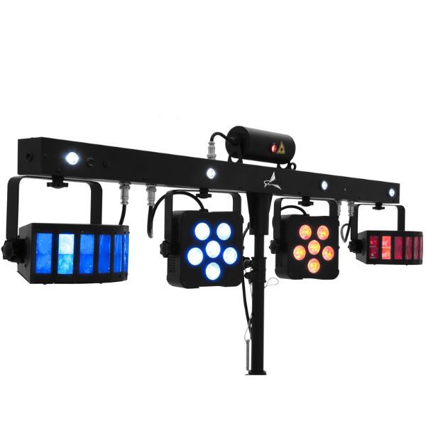 Eurolite LED KLS Laser Bar PRO FX Light Set with 2 Strong Derbies & Spots / White UV Strobe LEDs / Laser and Foot Switch
