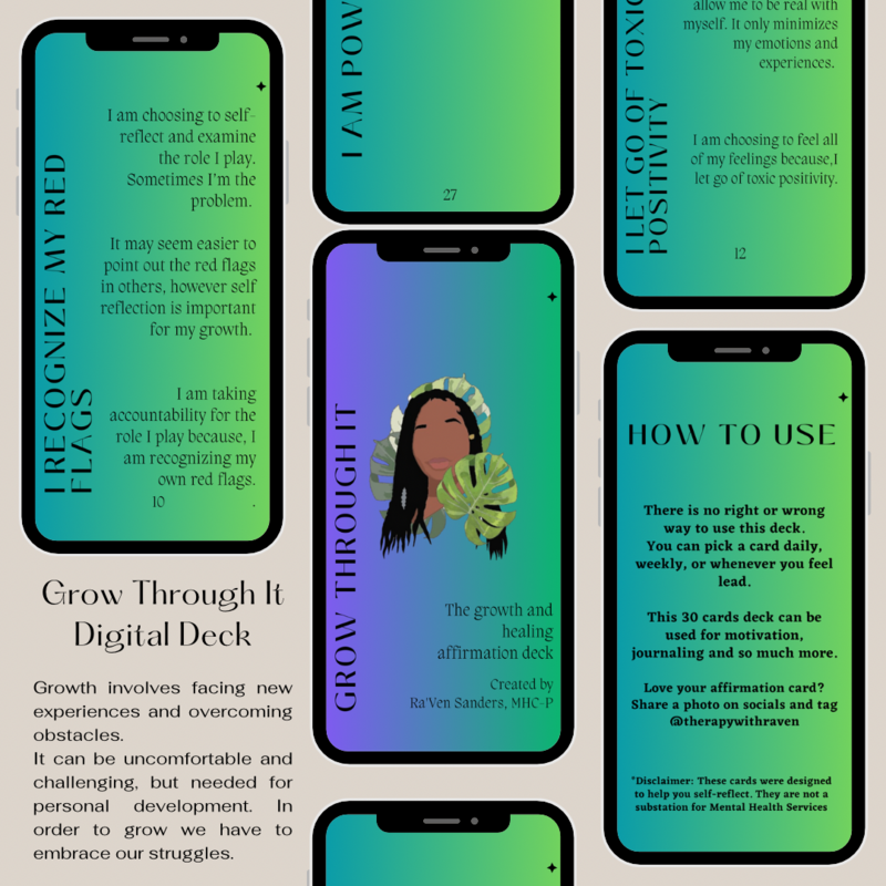 *Digital download* Grow Through It Affirmation Cards