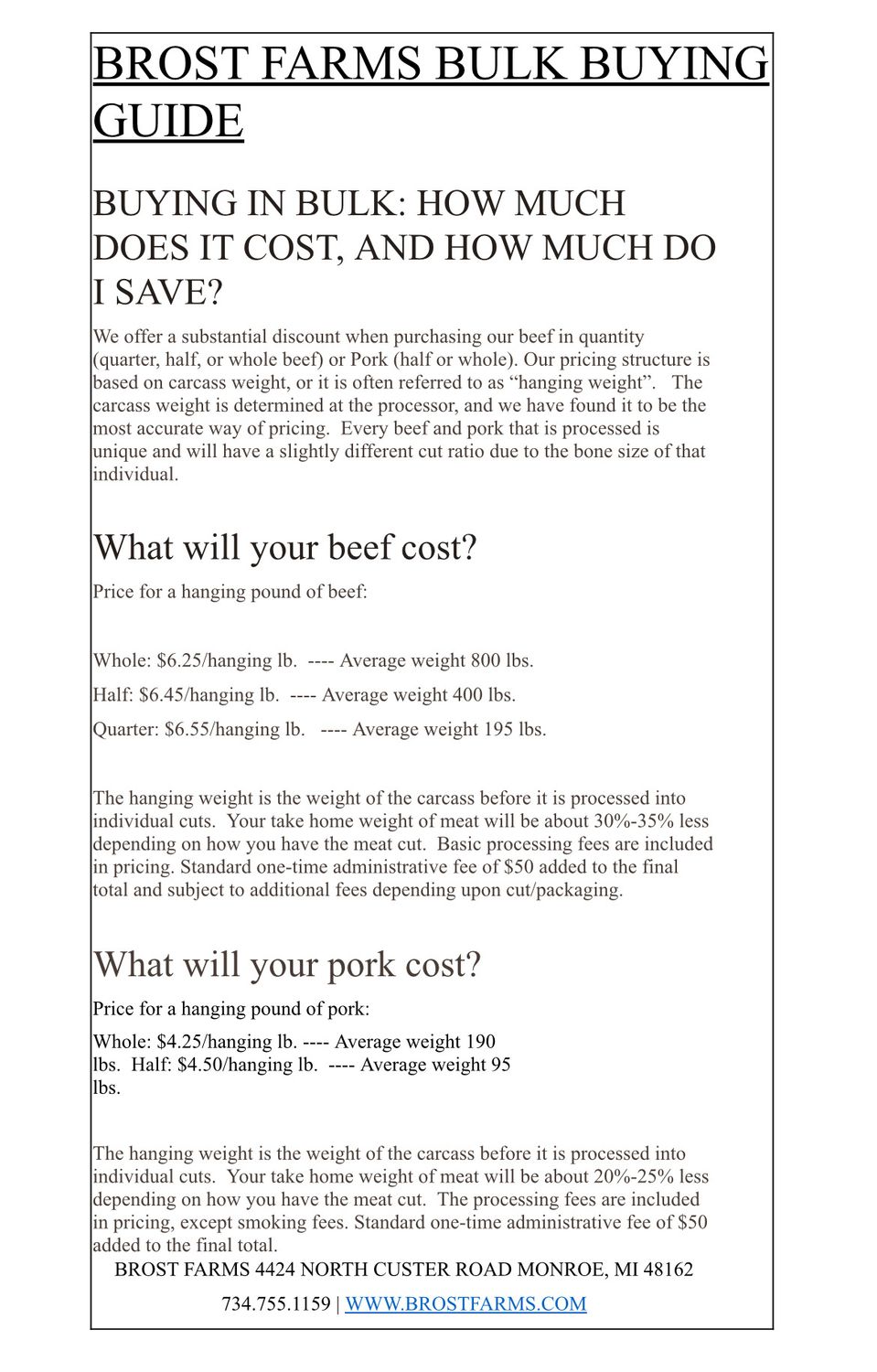 Deposit- 1/2 Or Whole Beef