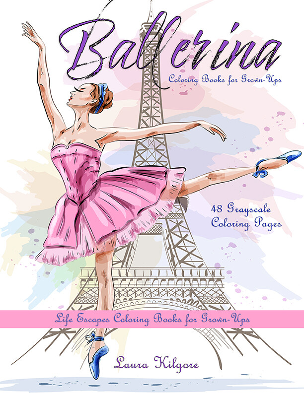 Ballerina Adult Greyscale Coloring Book PDF Digital Download