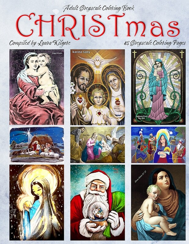 CHRISTmas Adult Greyscale Coloring Book PDF Digital Download