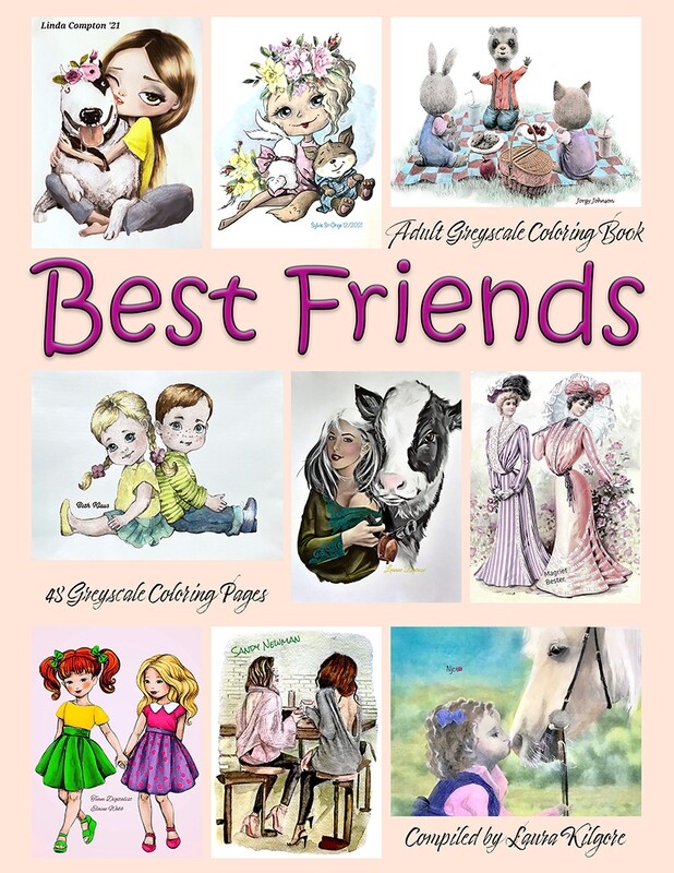 Best Friends Adult Greyscale Coloring Book PDF Digital Download