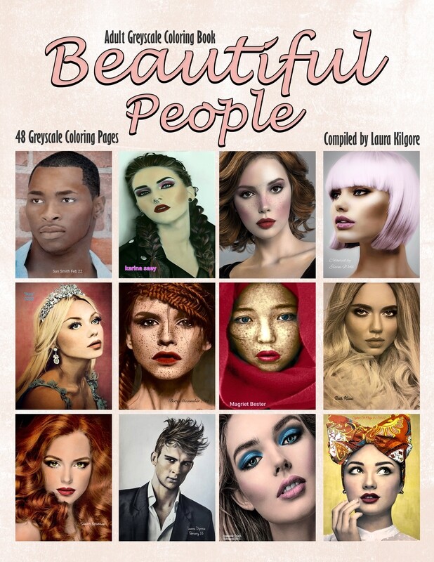 Beautiful People Adult Greyscale Coloring Book PDF Digital Download