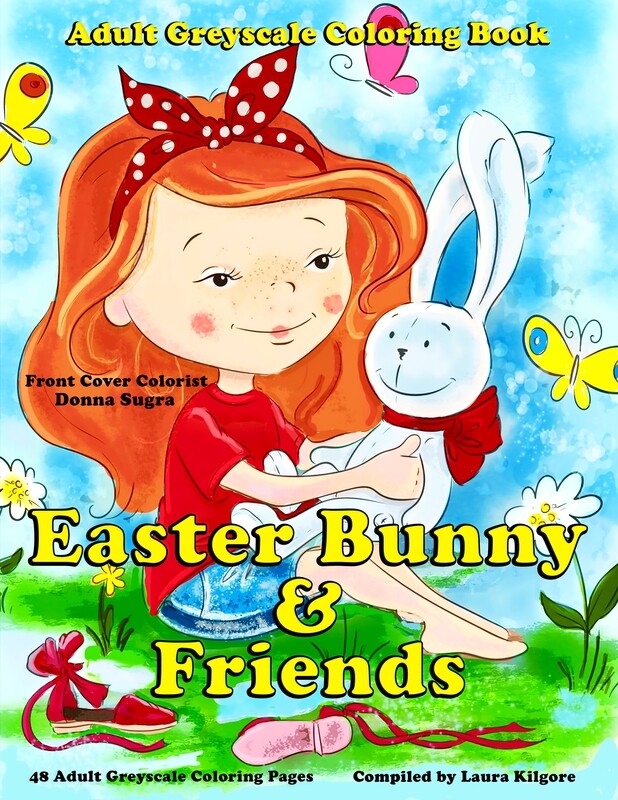 Easter Bunny &amp; Friends Adult Greyscale Coloring Book PDF Digital Download