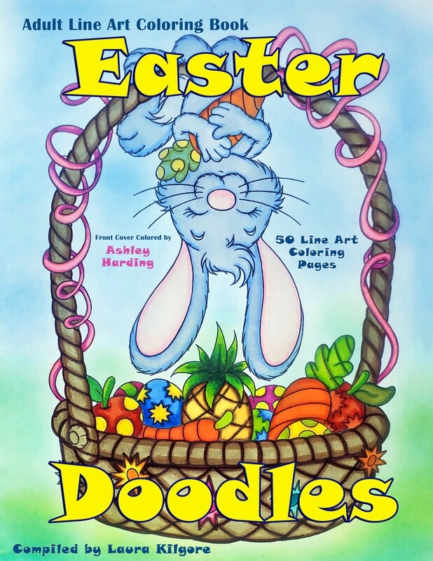 Easter Doodles Adult Line Art Coloring Book PDF Digital Download