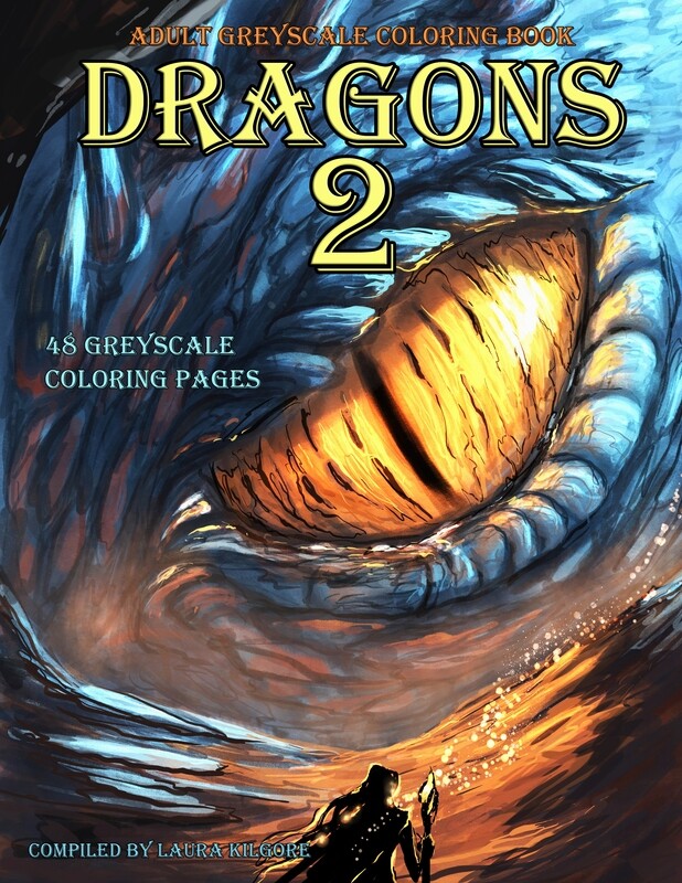 Dragons 2 Adult Greyscale Coloring Book PDF Digital Download