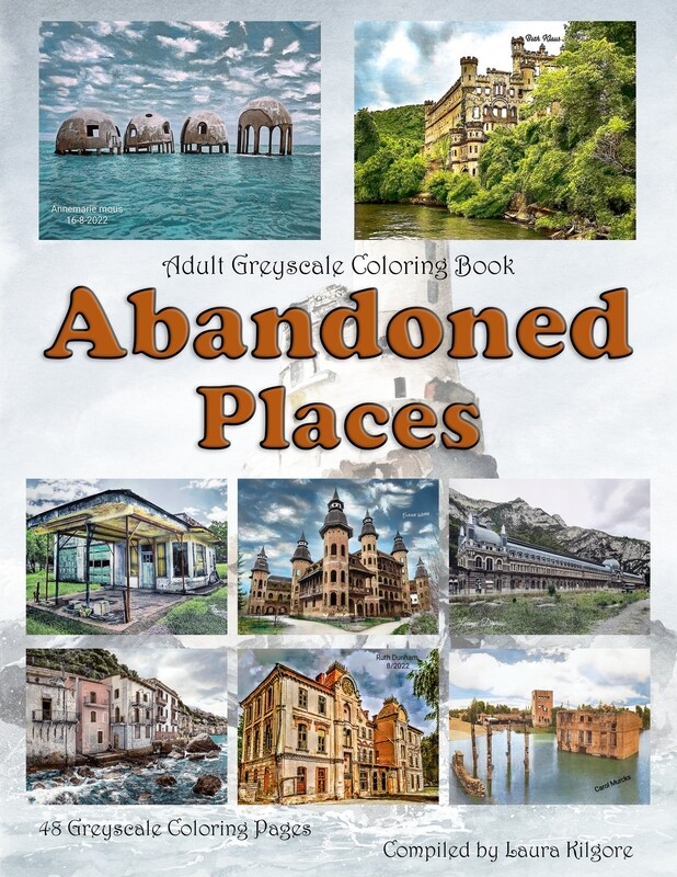 Abandoned Places Adult Greyscale Coloring Book PDF Digital Download