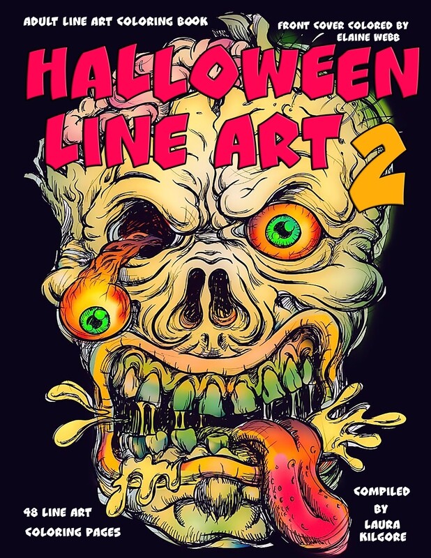 Halloween Line Art 2 Adult Line Art Coloring Book PDF Digital Download