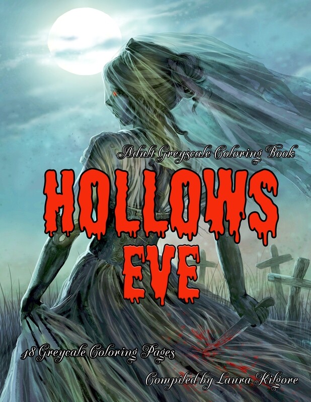Hollows Eve Adult Greyscale Coloring Book PDF Digital Download