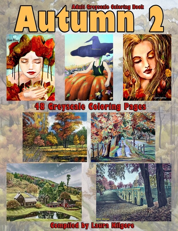 Autumn 2 Adult Greyscale Coloring Book PDF Digital Download