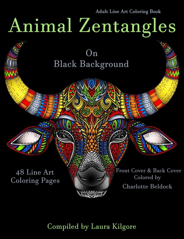 Animal Zentangles Adult Line Art Coloring Book PDF Digital Download