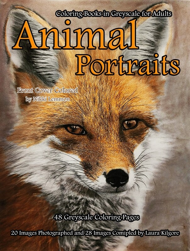 Animal Portraits 48-Page Coloring Book in Greyscale for Adults in PDF Digital Download