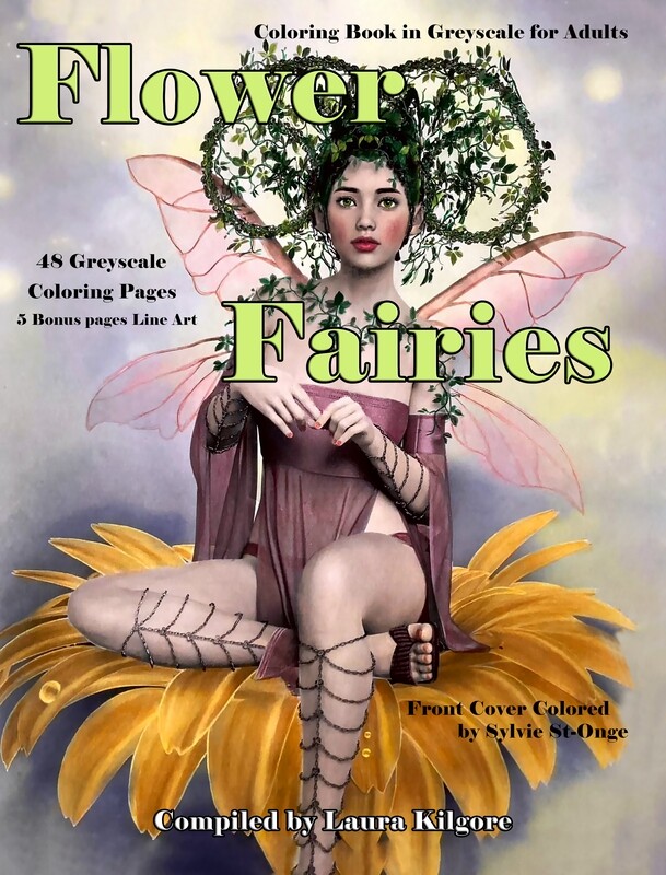Flower Fairies Coloring Book in Greyscale for Adults