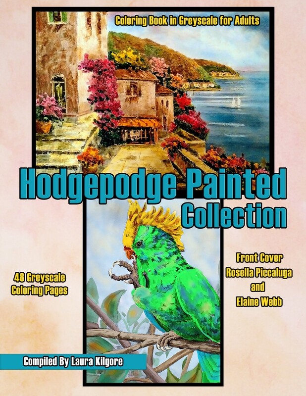 Hodgepodge Painted Collection Coloring Book in Greyscale for Adults