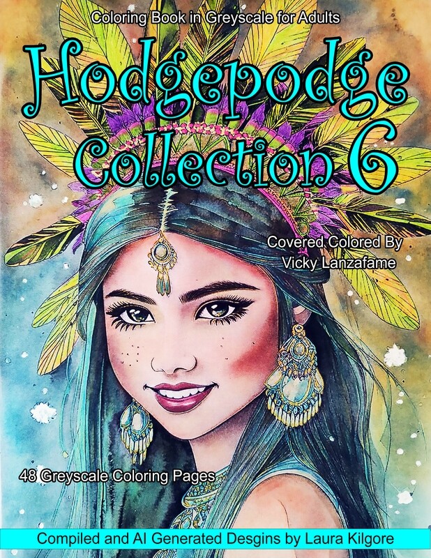 Hodgepodge Collection 6 Coloring Book in Greyscale for Adults