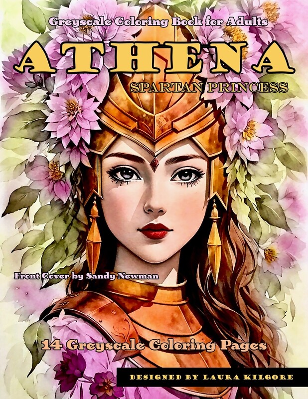 Athena (Spartan Princess) Coloring Book in Greyscale for Adults