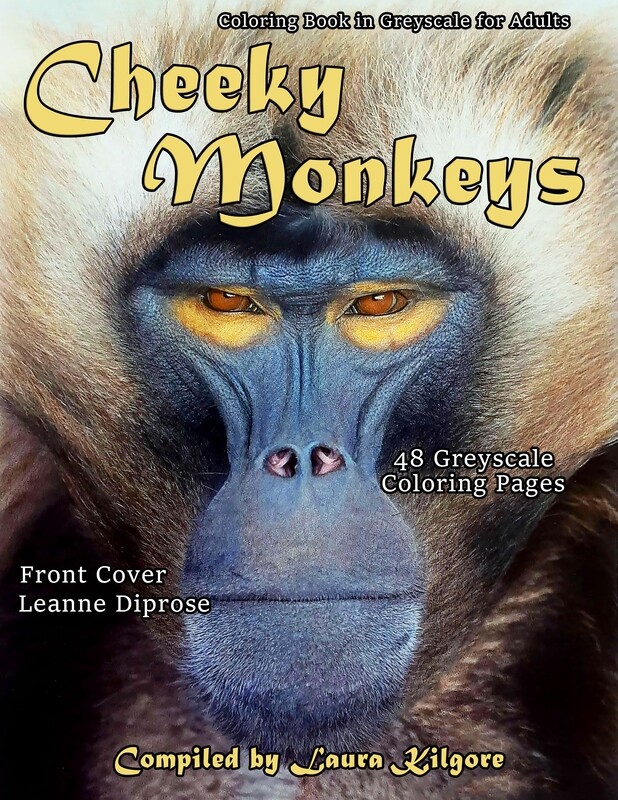 Cheeky Monkeys Coloring Book in Greyscale for Adults