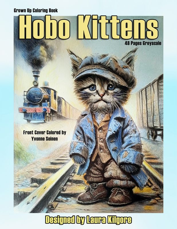 Hobo Kittens 48-Page Greyscale Coloring Book for Adults