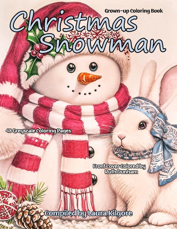 Christmas Snowman 48-Page Coloring Book in Greyscale for Adults