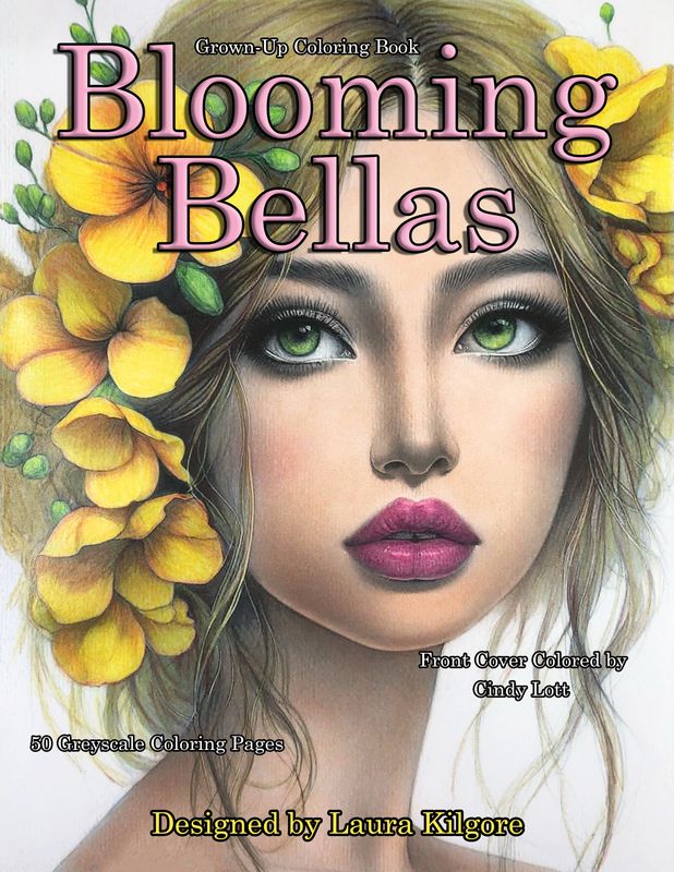 Blooming Bellas 50-Page Greyscale Coloring Book for Adults