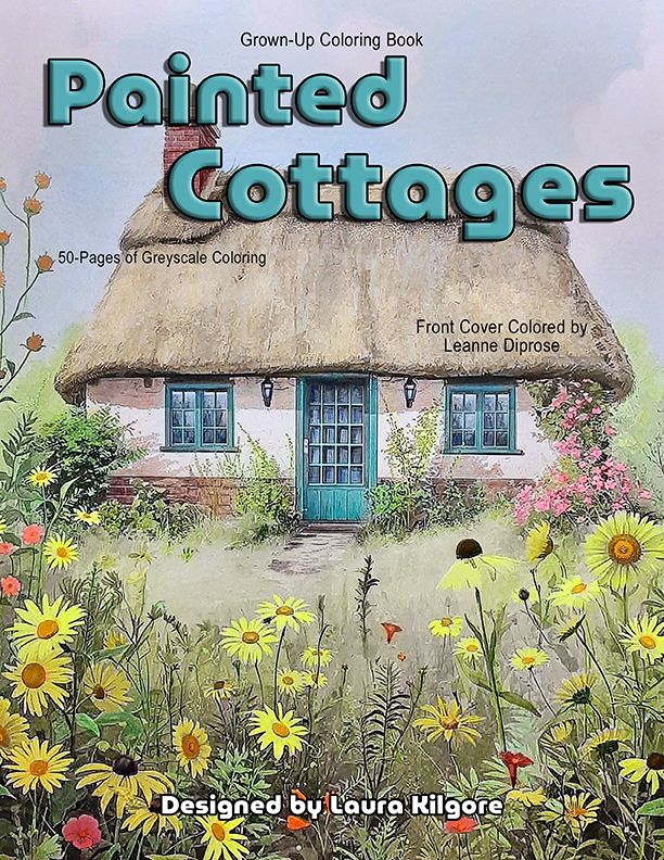 Painted Cottages 50-Pages Coloring Book in Greyscale for Adults