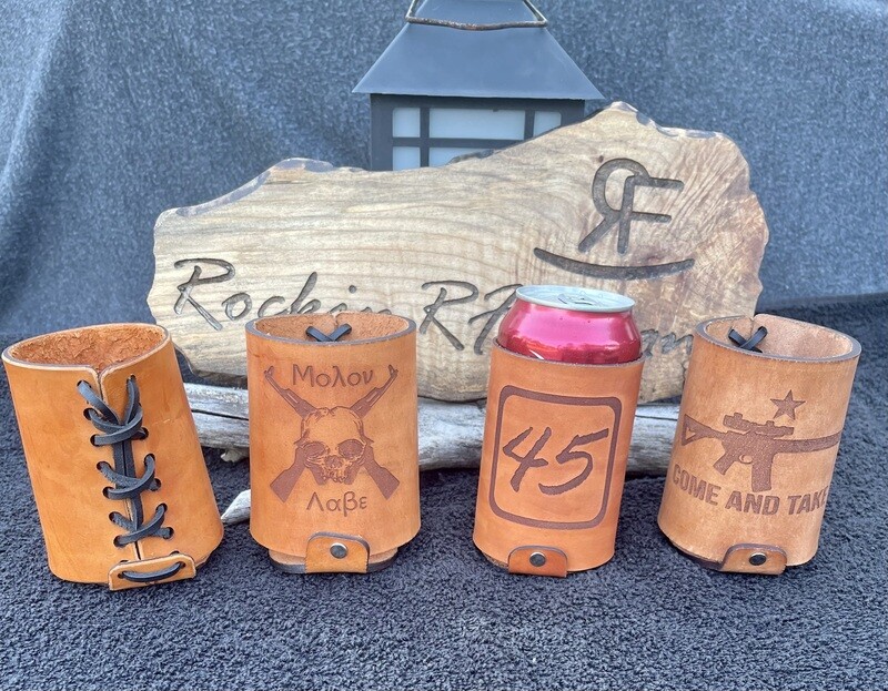 Real Leather Laser Engraved Koozies