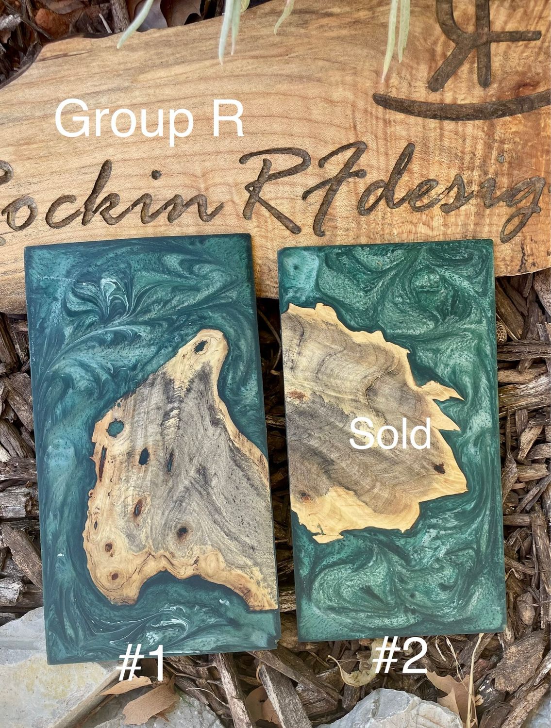 Resin and Wood Phone Case Slices Group R