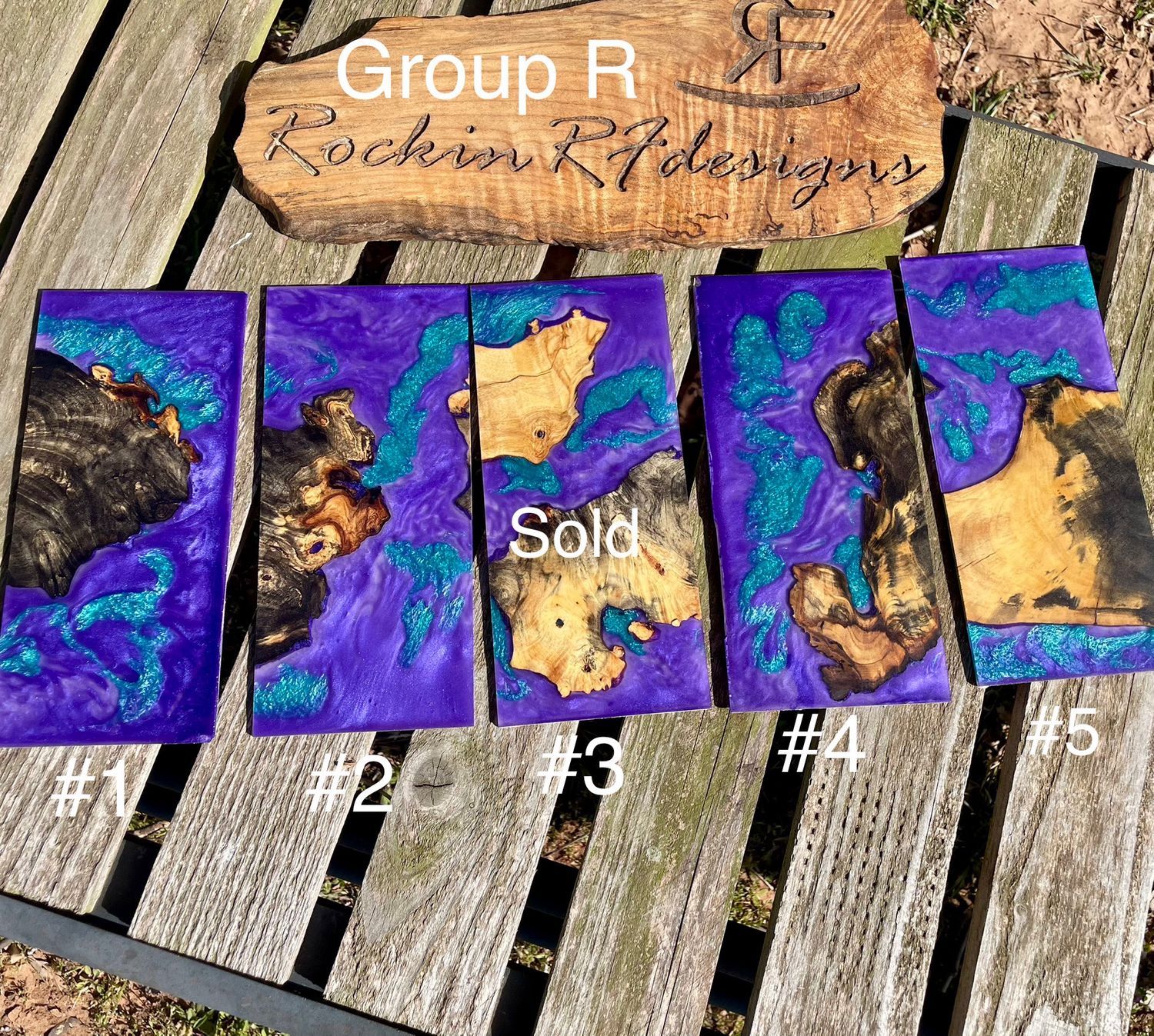 Resin and Wood Phone Case Slices Group R