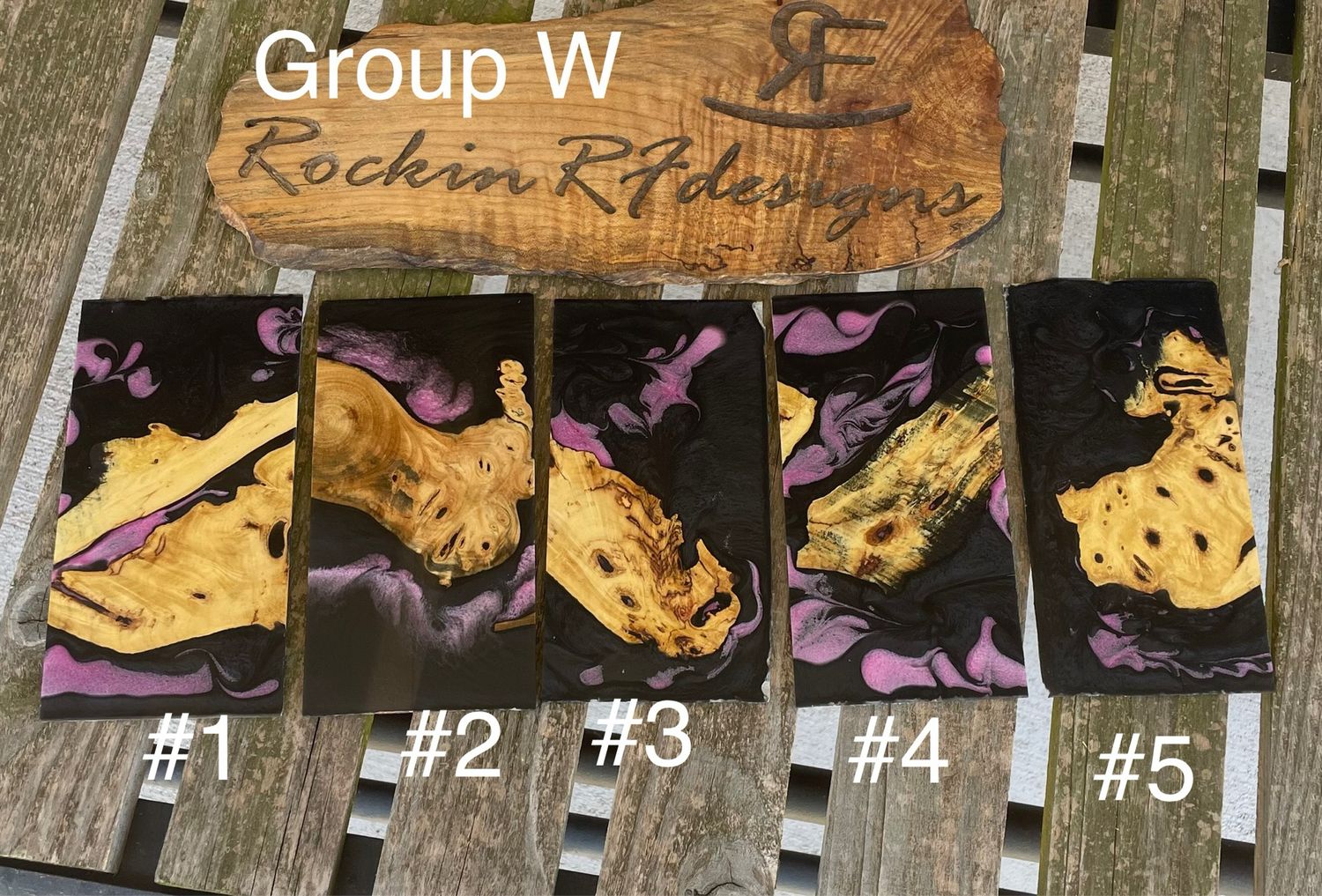 Resin and Wood Phone Case Slices Group W
