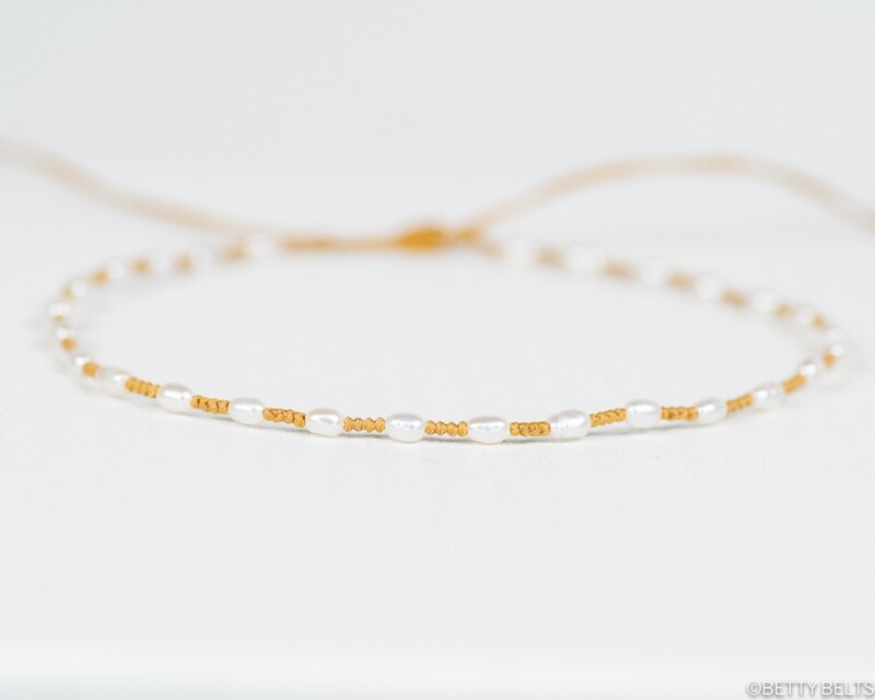 JACKIE Golden Braid Rice Pearl Bracelet (Slider)