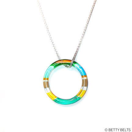 Surfboard resin ring necklace on sterling chain