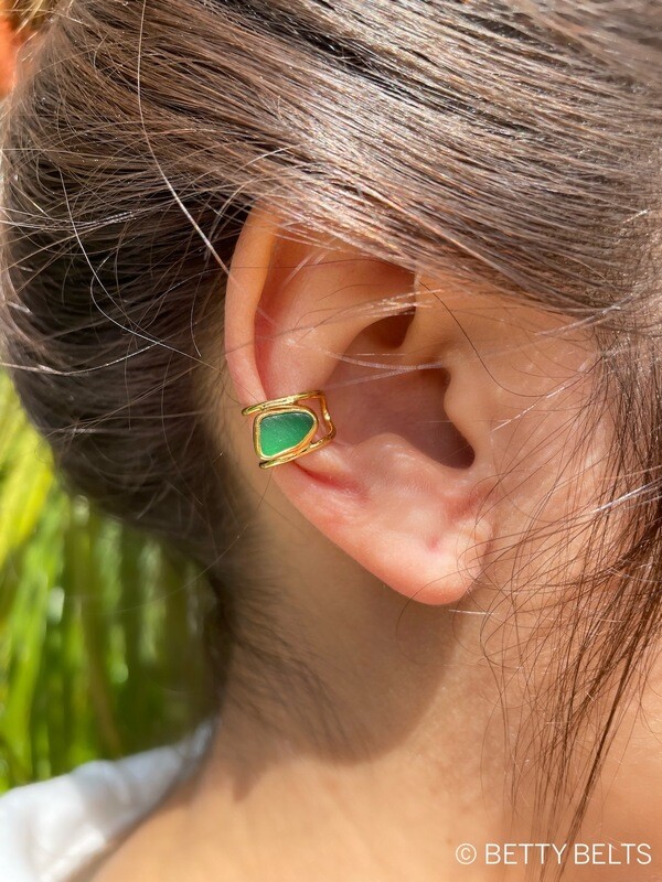 CLEO Sea Glass Ear Cuff (24K Gold Vermeil)